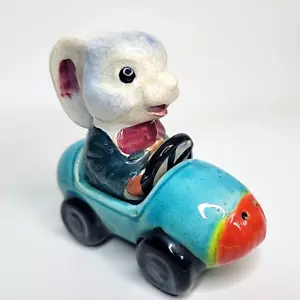 Road Raging Retro Rabbit Red & Blue Antique JAPAN Salt Pepper Stacking Shakers - Picture 1 of 13