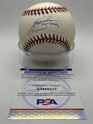 A.J. Burnett Marlins Blue Jays Yankees Firmado Autógrafo OMLB Béisbol PSA DNA Foto 1 de 2
