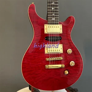 Solid Body Red 12 String Electric Guitar Quilted Maple Top Gold Hardware 22 Fret - Picture 1 of 9