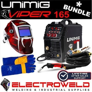 UNIMIG VIPER 165 Multi Mig Tig Stick Welder Bundle + Helmet + Gloves U11006K - Picture 1 of 11