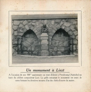 PHOTO PRESSE 1911 - Pressbourg Inauguration Monument Compositeur Liszt - 247 - Imagen 1 de 1