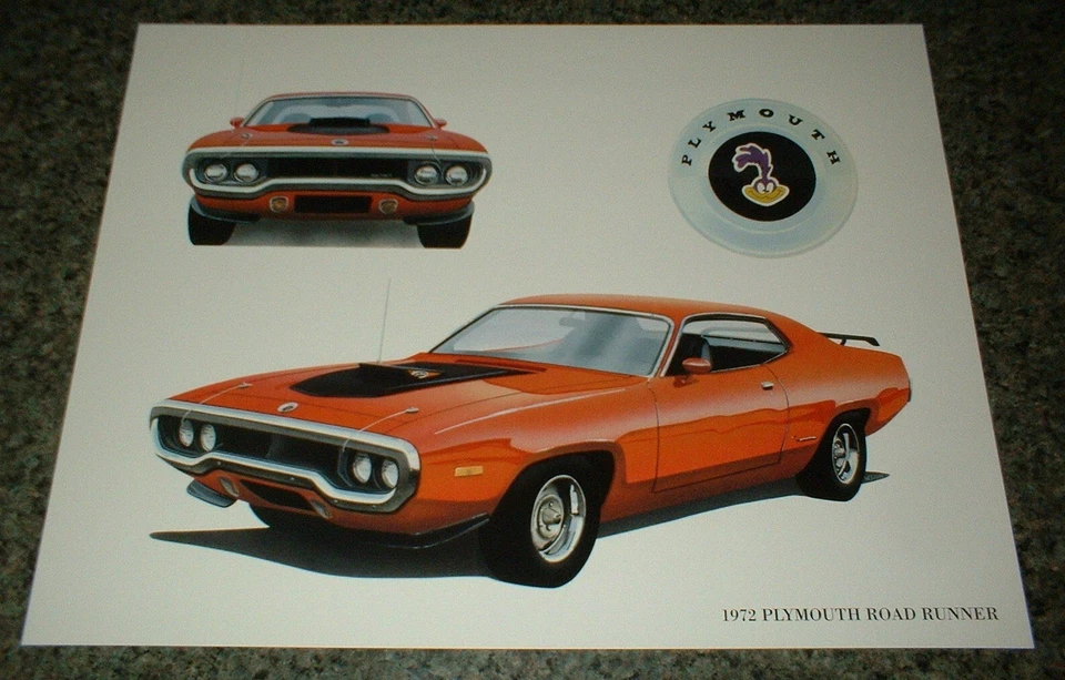 Plymouth Road Runner 1972 Mopar Art 72 440 400 340 383 Hemi Muscle Roadrunner Foto 1 de 1