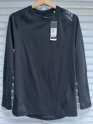 ADIDAS Alphaskin Black Top Medium Mens Active Compression Long Sleeve T-Shirt - image 1 of 4