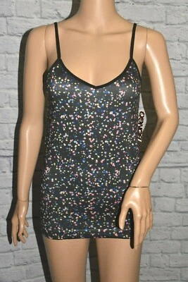 NUEVO CON ETIQUETAS BONGO M NEGRO ROSA AZUL AMARILLO ESTRELLAS SIN COSTURAS AJUSTADO CUELLO EN V CAMI CAMISETA SIN MANGAS Foto 1 de 4