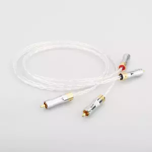 Paar vergoldete RCA Stecker Kabel HiFi versilberte Audio Verbindungskabel - Bild 1 von 6