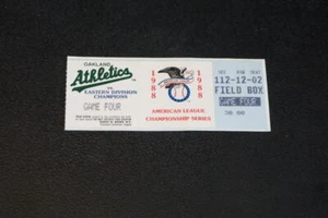 1988 RED SOX AT OAKLAND A'S GAME 4 ALCS TICKET STUB CANSECO HR A'S CLINCH - Picture 1 of 2