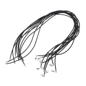 10x Lightweight Black Necklace Rope Cord Rubber with Lobster Clasp DIY Bracelets - Foto 1 di 8