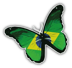 Brazil Flag Butterfly Car Bumper Sticker Decal 5'' x 5'' - Picture 1 of 1