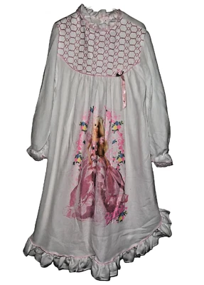 Camisón de fiesta vintage 1996 Barbie pijama niñas blanco rosa talla 8 manga larga Foto 1 de 4
