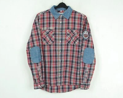 CAMP DAVID Мужская L повседневная рубашка с длинным рукавом кнопка вышивка чек клетку обычный - Изображение 1 из 4