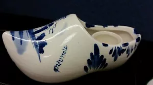 Delfter blau weiß Porzellan Clog Schuh Windmühle Holland handbemalt Kerzenhalter - Bild 1 von 5