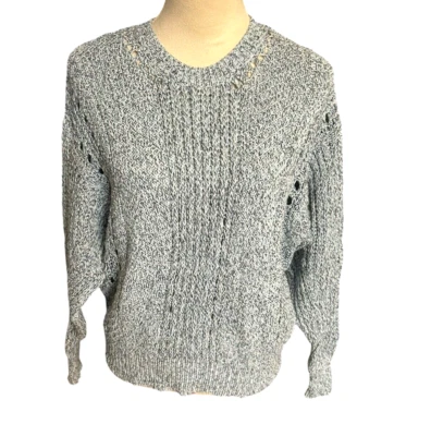 IRO Womens Gray Open Cable Knit Cotton Crew Neck Pullover Sweater Sz S - Image 1 of 4