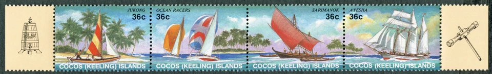 COCOS ISLANDS 1987 36c x 4 SG158a mint MH FG Sailing Craft STRIP OF 4 #C01 - Image 1 of 1