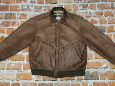 Chevignon Registered Vintage Pilot Leather Jacket Cappuccino Brown Gr: XL Rarity - Image 1 of 4