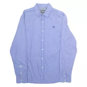 TIMBERLAND Slim Fit Mens Shirt Blue Check Long Sleeve M - Picture 1 of 6