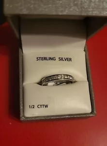 Forever Bride 1/2 CTTW Genuine Diamond  Sterling Silver Channel Band - Picture 1 of 4
