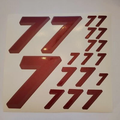 Metallic Burgandy w shadow #7's Racing Vinyl Decal Sheet 1/10-1/12DEFECTIVE BOXD - Image 1 of 4