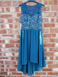 Oasis stunning green dipped hem lace party special occasion dress size 10 - Picture 1 of 4