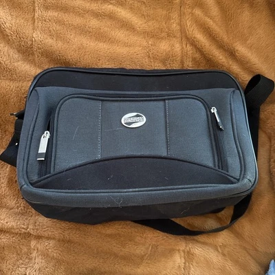 Vintage American Tourister black carry on luggage bag shoulder strap retro euc - Image 1 of 4