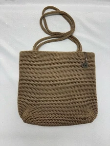 The Sak Purse Crochet Knit Tan Large Tote Shoulder Bag Satchel 11X13” Key Tag - Picture 1 of 7