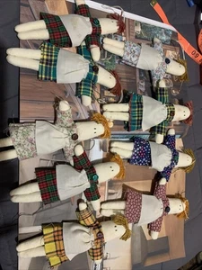 9 Weihnachten 6 Zoll Stoff Volkskunst Ornamente Puppen. - Bild 1 von 11