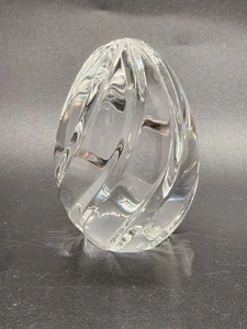 Vintage DANSK International Designs Solid Lead Crystal Swirl Egg Paperweight - Picture 1 of 12