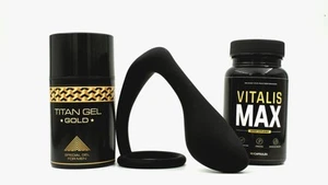 Set - TITAN Gel ORO 50ml + Vitalis Max 30caps + Bonus Prostate Massager - Imagen 1 de 1