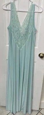 Soft Surroundings Medium Maxi Long Lace Front & Back Nightgown Mint Green - Image 1 of 4