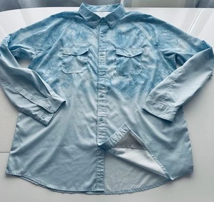 HUK Tide Point Fishing Shirt Mens XL Blue White Perforated Vented Outdoor Hiking - Picture 1 of 14