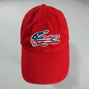 Lacoste Hat Cap Strap Back Red American Flag Croc Embroidered One Size Mens USA - Picture 1 of 14