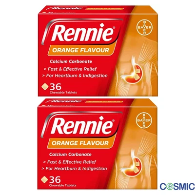 Rennie Orange Heartburn Indigestion 36 Tablets (Pack Of 2)