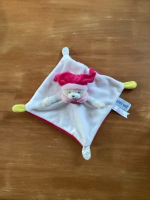 MC/ Doudou Plat Babynat Brioche Ours Blanc Rose Fushia Bonnet BN0734 Bisou Doux - Photo 1/4