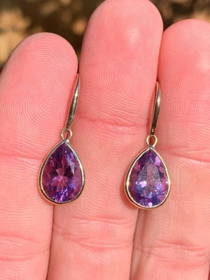 Pendientes colgantes pera amatista oro 9ct 6ct vintage Foto 1 de 4