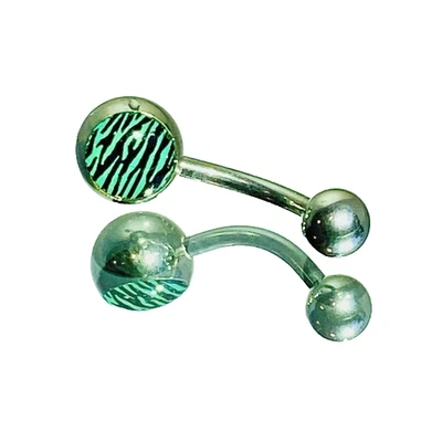 Anillo ombligo ombligo gema estampado animal cebra 14G acero inoxidable verde Foto 1 de 4