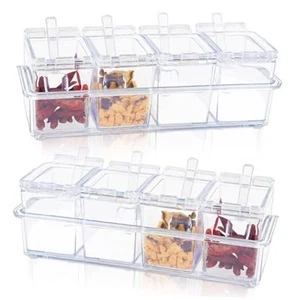 Clear Seasoning Box, 8 Piece Seasoning Rack Spice Pots, Plastic Storage 2 Set - Picture 1 of 8