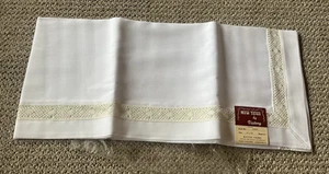 Victory "New Tone" Tablecloth Vintage Square 52x52 Style 6145/6 White w/ Lace - Picture 1 of 2