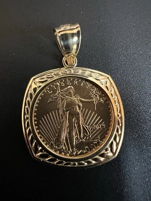 Colgante moneda libertad maciza oro 14k/22K 4,6 gramos Foto 1 de 4