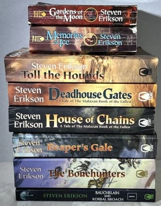 Steven Erikson Book Lot Of 8 Paperback Books Gardens Of The Moon Bonehunters - Picture 1 of 18