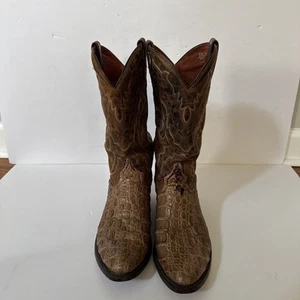 Dan Post Brown Caiman Crocodile Western Cowboy Boots DP2392 Sz 9.5R - Picture 1 of 10