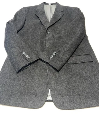 Blazer Abrigo Hombre 44 Alto Paul Fredrick Gris Sencillo Pecho 100% Cachemira $1000 Foto 1 de 4