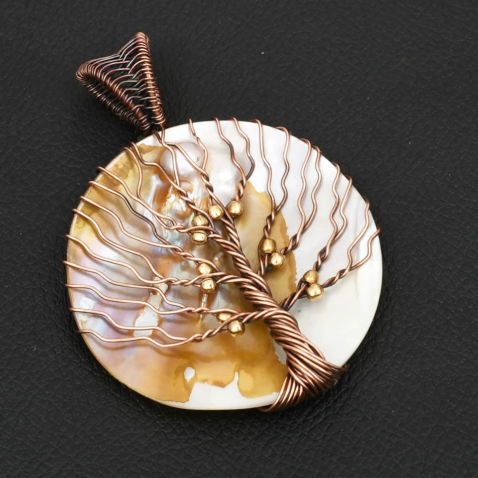 Árbol de la Vida Biwa Perla Piedras Preciosas Alambre de Cobre Colgante Joyería Regalo 2.84" AP-20374 Foto 1 de 1