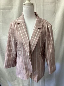 Blazer Allegra K frente abierto para mujer talla grande nuevo rosa y blanco - Imagen 1 de 10