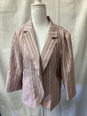 Allegra K Open Front Blazer Women’s Size Large New Pink And White - Image 1 of 4
