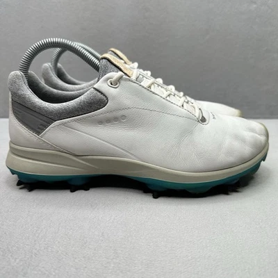 Womens 8-8.5 / EU 39 ECCO Biom G3 Golf Shoes White Yak Leather Spikes Lace-Up - Image 1 of 4