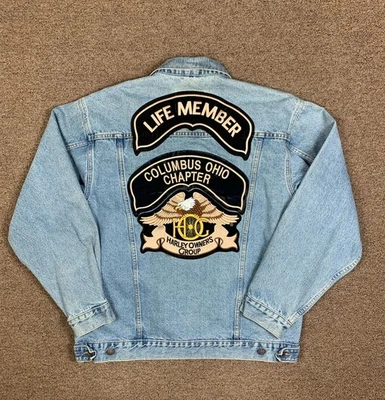 Chaqueta vaquera vintage Harley Davidson Life Member para hombre L HOG Route 66 parches años 90 Foto 1 de 4