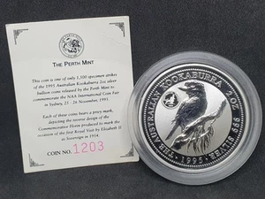 Cucaburra australiana FLORINA 1995 plata .999 2 oz prueba privada Perth Mint (J) - Imagen 1 de 2