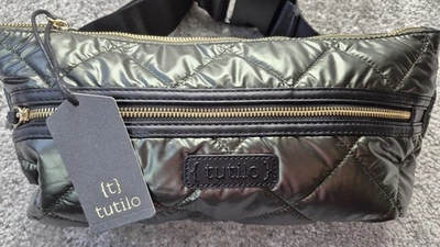 Riñonera Tutilo negra acolchada de nailon verde oliva cierre con cremallera Foto 1 de 4