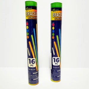 Pulseras y conectores de palo brillante de neón 32 piezas lote a granel fiesta rave noche diversión - Imagen 1 de 3