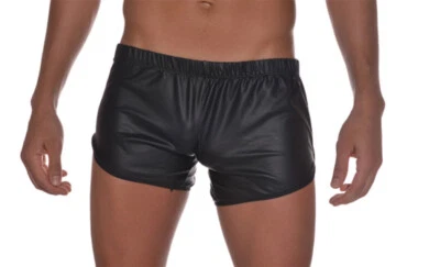 Sexy Pantalones Cortos de Cuero Sintético Ajustados Negros S M L XL con Bolsillo Totalmente Nuevos Foto 1 de 4