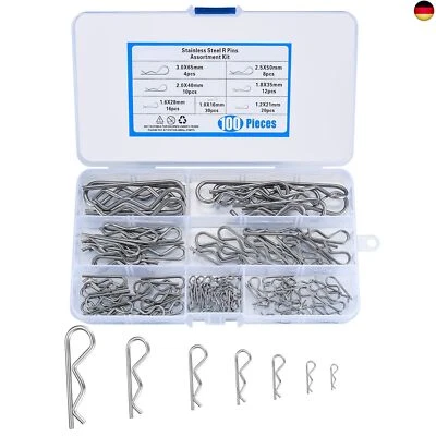 100 Stück Splinte Sortiment, Edelstahl RC Clips, Splinte, Federstecker Set,  - Bild 1 von 4